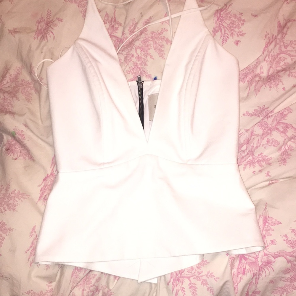 white low cut dress shirt.